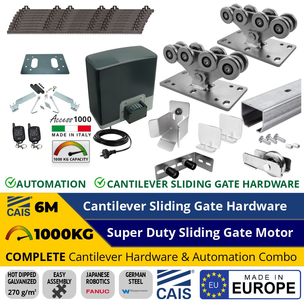 6M Complete Cantilever Driveway Gate Hardware and 1000kg DC Sliding ...
