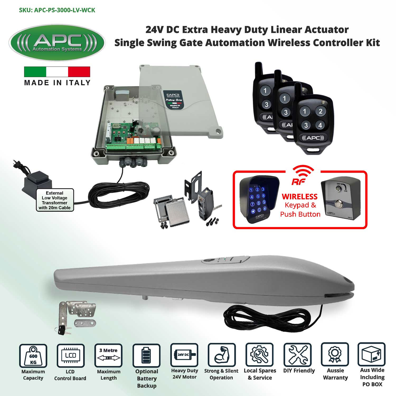 Single Swing Electric Gate Opener Wireless Controller Kit