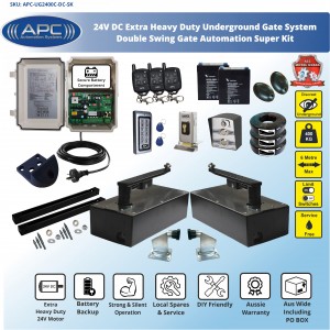 Discreet Underground System with Stainless Steel Top Plate, Wider Opening Angle,  All Metal Gears and Suits Most Gate to Ground Clearance Heights