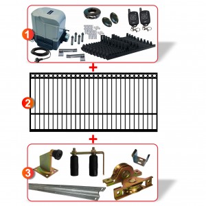 3m Ring Top Gate with Gate Hardware and Heavy Duty 300kg Sliding Gate Opener System All In One Kit