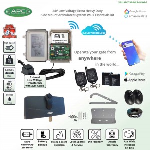 High Speed Articulated Arm System, Limit Switches , All Metal Gears with Side Mount Wi-Fi Kit, Single Swing Gate Opener
