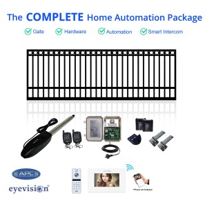 2.5M Ring Top Single Swing Gate, Gate Opener, and Hardware with Smartphone Intercom Kit Complete Smart Home Package