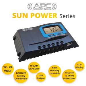 APC Sun Power Series 12V/24V 10A PWM Solar Regulator