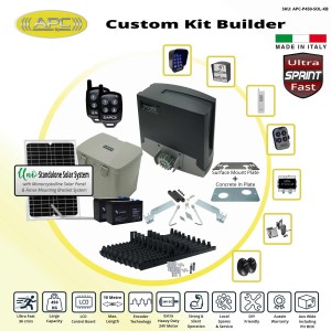 Build Your Own Solar Electric Sliding Gate Opener Kit with APC Proteous 450 Sprint ULTRA FAST Italian Made 24V DC Extra Heavy Duty Standalone Solar Sliding Gate Automation with Encoder System