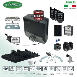 APC Proteous 450 Sprint Sliding Gate Opener Super Kit Low Voltage 24V DC, ULTRA Fast, Extra Heavy Duty Gate Automation with Encoder System