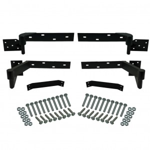 Left and Right Side Heavy Duty Rising Gate Hinges with Support Bracing. Satin Black Powder-Coated Heavy Duty Rising Gate Hinges |  Lifting or Uphill Rising Hinges for Double Swing Driveway Gates
