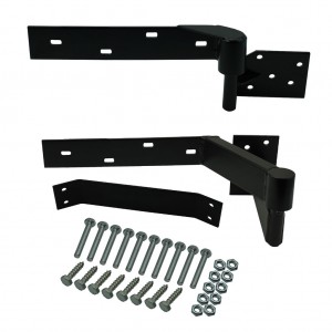 Right Side Heavy Duty Rising Gate Hinges with Support Bracing. Satin Black Powder-Coated Heavy Duty Rising Gate Hinges |  Lifting or Uphill Rising Hinges for Swing Driveway Gates