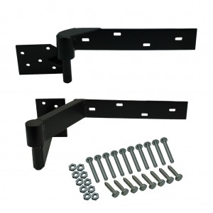 Rising Gate Hinges | Left Side Satin Black Powder Coated Rising Gate Hinges |  Lifting or Uphill Rising Hinges for Sloping Driveway Swing Gates