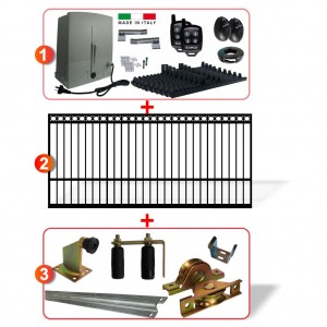 3m Ring Top Gate with Gate Hardware and Heavy Duty 300kg Sliding Gate Opener System All In Combo Kit