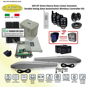 Double Swing Solar Powered Gate Opener, Automatic Motorized Remote Controls Gate, Solar Gate Automation System DIY Kit