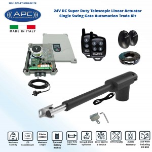 Gate Automation Kit with Robust Cast Alloy Casing and Magnetic Limits, Single Swing Gate Opener