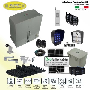 Solar Powered Sliding Gate Opener Kit with Wireless Controller and safety pack