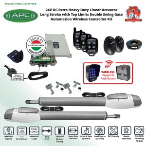 Extra Heavy Duty Long Stroke, All Metal Gears, Telescopic Linear Actuator with Italian Made Logico 24 Control Unit Kit with Top Limits