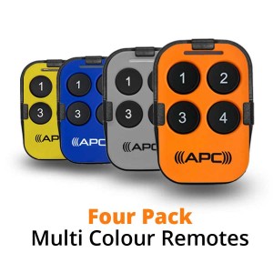 Four Pack (Sky Blue, Grey, Blue, Yellow) Multi-Colour Sun Visor Remotes (No Orange and Red Colour)
