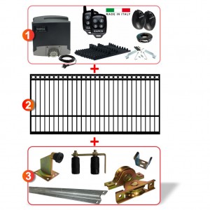 3m Ring Top Gate with Gate Hardware and Heavy Duty 500kg Sliding Gate Opener System All In Combo Kit, Gate and Gate Opener Combo