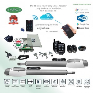 Extra Heavy Duty Long Stroke, All Metal Gears, Telescopic Linear Actuator with Italian Made Logico 24 Control Unit Wi-Fi Kit with Top Limits