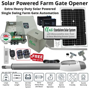 Solar Electric Automatic Farm Gate Kit. Solar Panel Electric Remote Control Motorized Gate System, Driveway - Farm Gate Automation