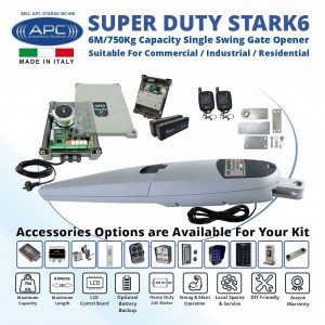 Build Your Own Super Duty STARK6 Gate Automation Kit. 6M/750Kg Capacity Single Swing Gate Opener Suitable For Commercial, Industrial, Residential Use