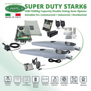 Italian Made Super Duty STARK12 Double Swing Gate Automation Trade Kit. 12M/1500Kg Capacity Gate Opener Suitable For Commercial, Industrial, and Residential Use