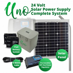 24 Volt Solar Power Supply System with 17aH Battery and 40 Watts Solar Panel. Complete Solar Power Solution for Gate Automation Systems