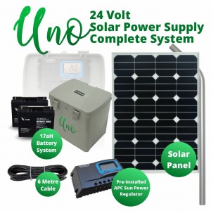 24 Volt Solar Power Supply System with 17aH Battery and 60 Watts Solar Panel. Complete Solar Power Solution for Gate Automation Systems