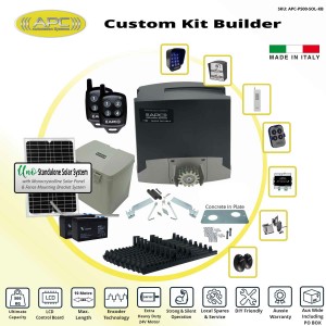 Build Your Own Electric Gate Opener Kit with APC Proteous 500 FEATURE RICH -  Italian Made 24V DC Extra Heavy Duty Standalone Solar Electric Sliding Gate Automation Kit with Encoder System