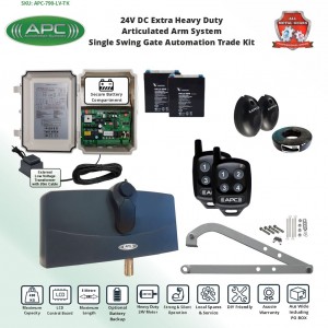 Gate Automation Trade Kit with APC-790 Forward/Side Mount Extra Heavy Duty Articulated System With Adjustable Limit Switches, Single Swing Gate Opener