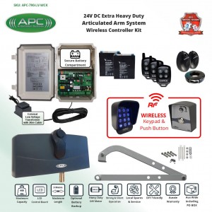 Gate Opener Wireless Controller Kit with APC-790 Forward/Side Mount Extra Heavy Duty Articulated System With Adjustable Limit Switches, Single Swing Gate Automation