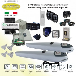 Double Swing Solar Powered Gate Opener, Automatic Motorized Remote Controls Gate, Solar Gate Automation System DIY Kit