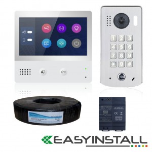 Eyevision® EasyInstall Two Wire Video Intercom System, 7 Inch Touch Screen Intercom Monitor With Surface Mount Video Intercom Door Station