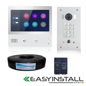 Eyevision® EasyInstall Two Wire Video Intercom System, 7 Inch Touch Screen Intercom Monitor With Flush Mount Video Intercom Door Station