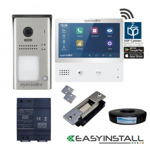 2 Wire Smart Video Intercom System, WiFi Connection, Smart Phone APP, Easy Installation, Non Polarity, 105° Video Camera
