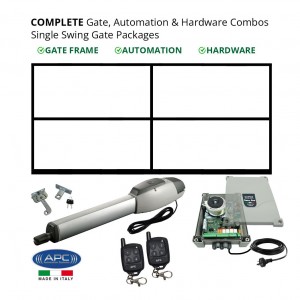 4m Gate Frame, Gate Automation & Hardware Combos with Italian Made Logico 24 Control Unit and Extra Heavy Duty Swing Gate Opener System. Complete Automatic Single Swing Gate Packages