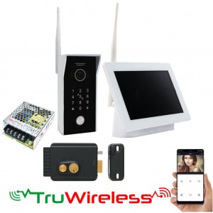 TruWireless Intercom with Built-in Halow WiFi Bridge System with Italian Made Viro V97 Electric Lock| Keypad Video Door Station and Monitor Eyevision TruWireless Wi-Fi Smart Intercom Systems