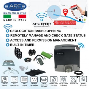 Electric Gate Automation APC Proteous 500 FEATURE RICH Extra Heavy Duty Italian Made Automatic Sliding Gate Opener Wi-Fi Kit with Encoder System