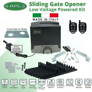 Extra Low Voltage 24V DC Electric Gate APC Proteous 500 FEATURE RICH Extra Heavy Duty Automatic Sliding Gate Opener Trade Kit with Encoder System