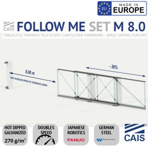 Telescopic Cantilever Hardware For Driveways Up To 8 Meters. Trackless Twinned Cantilever Gate Hardware, Space-Saving Feature, Extra Heavy Duty German Steel, Hot Dipped Galvanized, Made in Europe (CAIS)