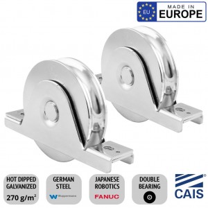 Pair of 118mm Recess Mount CAIS WSO Double Bearing for Sliding Gates Wheel. High Quality, Steel, Rebate Gate Wheel