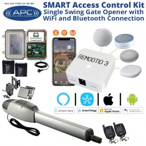 Driveway Gate Opener, Single Swing Gate Automation Kit, Single Swing Gate Opener with Remootio 3 Smart Gate Access Control with Smartphone APP