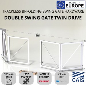 Double Leaf Trackless Bi-Folding Double Swing Gate Hardware Space-Saving Feature All-in-one Box (CAIS TWIN DRIVE 6.0) | Gates are not included.