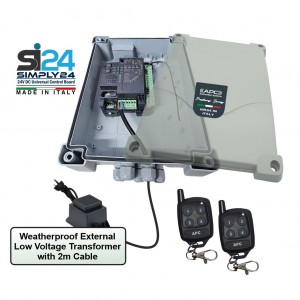 APC Proteous Series Italian Made Simply 24 Universal Control Box with Weatherproof External 24V Transformer with 2m Cable and Two Remote Controls