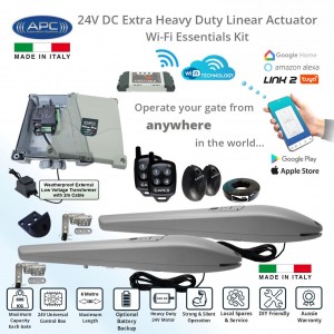 WiFi Control Smart Gate Automation with APC Link2 Wi-Fi Modul and Italian-Made APC PS-3000 Linear Actuator. Double Swing Driveway Gate Opener WiFi Kit.