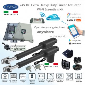 Wi-Fi Gate Automation APP Control Kit with APC Link2 WiFi Smart Gate Automation Module. Double Swing Driveway Gate Opener System