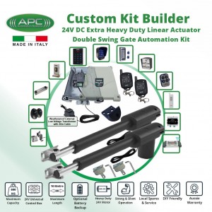APC Gate Opener LV Kit with Italian-Made Proteous PT-9000 Heavy Duty Linear Actuators, Double Swing Gate Automation System