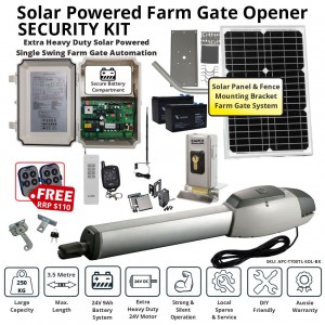 Electric Gate, Automatic Gate, Farm Gate, Solar Gate, Electronic Gate, Solar Electric Farm Gate Opener, Single Swing Solar Powered Farm Gate Opener, Single Swing Solar Powered Automatic Farm Gate, Farm Gate Opener, Remote Controls, Automatic Motorized Sys