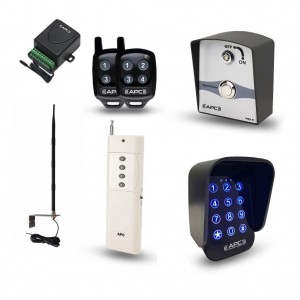 Receiver, Wireless Keypad, Wireless Push Button, 2 Standart Remote Control, 1 Long Distance Remote and Booster Antenna Combo