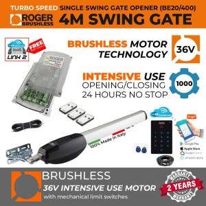 Italian-Made Roger Technology Brushless Swing Gate Automotion System| Max. 4M or 400KG Gate Leaf | Super Intensive Use