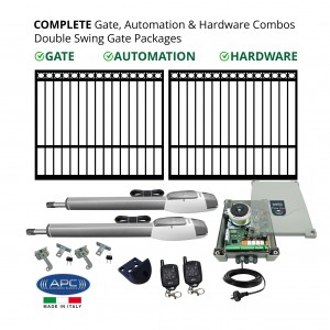 Driveway Gates 8m Opening - Ring Top Gates (2x 4.0m) + Extra Heavy Duty Linear Actuator Automation Kit, Gate and Gate Opener Combo