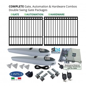Complete Ring Top Gates, Electric Gate Automation & Hardware Combos with Italian Made Heavy Duty Gate Opener System. APC Double Swing Electric Gate Packages