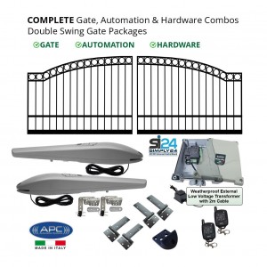 Complete Gate, Electric Gate Automation & Hardware Combos with Italian Made Heavy Duty Gate Opener System. APC Double Swing Electric Gate Packages